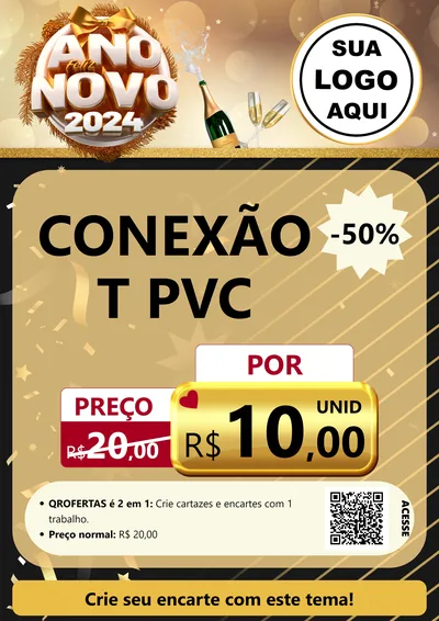 Modelo de Cartaz para Cartaz A4 Vertical com o tema Feliz Ano Novo 2027 para Tubos e conexões