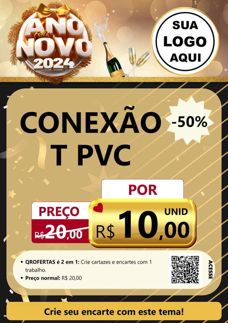 Modelo de Cartaz para Cartaz A4 Vertical com o tema Feliz Ano Novo 2027 para Tubos e conexões