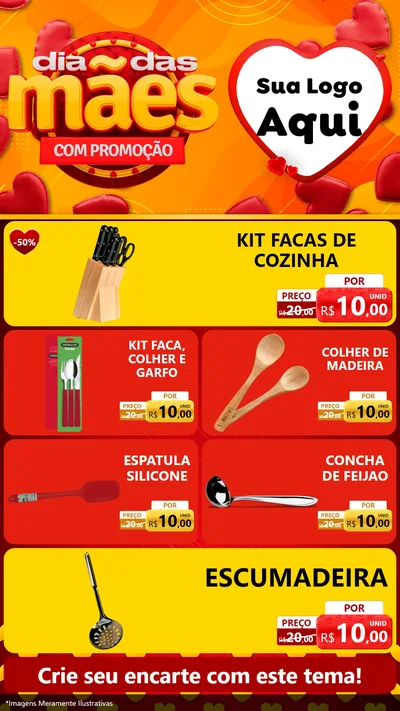 Modelo de TV para TV Vertical com o tema Dia das Mães com Promoção para Utilidades Domésticas