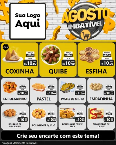 Modelo de Rede Social para Feed Instagram com o tema Agosto imbatível para Salgadaria