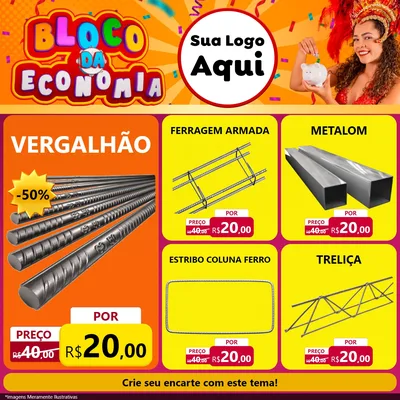 Modelo de Rede Social para Feed Facebook com o tema Bloco da Economia para Ferragens