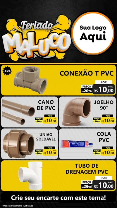 Modelo de TV para TV Vertical com o tema Feriado Maluco para Tubos e conexões