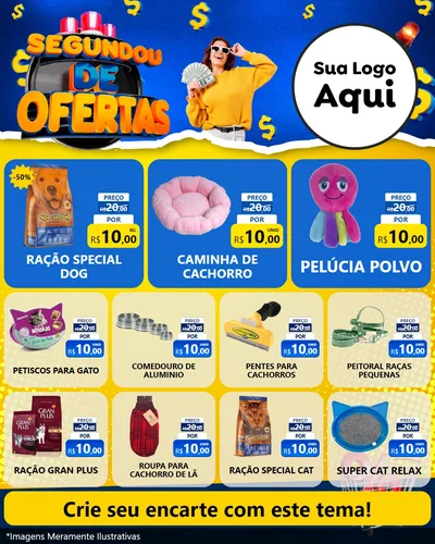 Modelo de Rede Social para Feed Instagram com o tema Segundou de Ofertas para Pet Shop