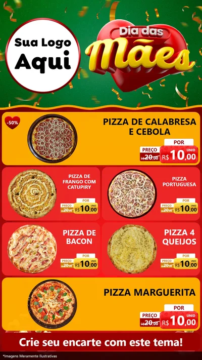 Modelo de TV para TV Vertical com o tema Dia das Mães para Pizzaria