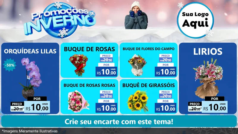 Modelo de TV para TV Horizontal com o tema Promoções de Inverno para Floricultura e jardim