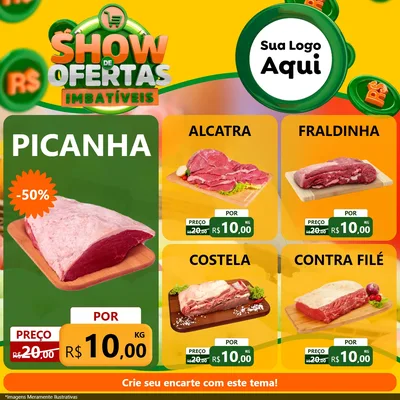 Modelo de Rede Social para Feed Facebook com o tema Show de Ofertas Imbatíveis para Açougue