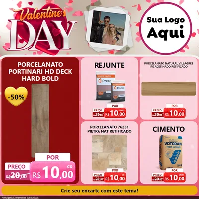 Modelo de Rede Social para Feed Facebook com o tema Valentine's Day para Pisos e revestimentos