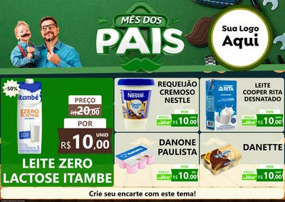 Modelo de Encarte para Encarte A4 Horizontal com o tema Mês dos Pais para Frios e Laticínios