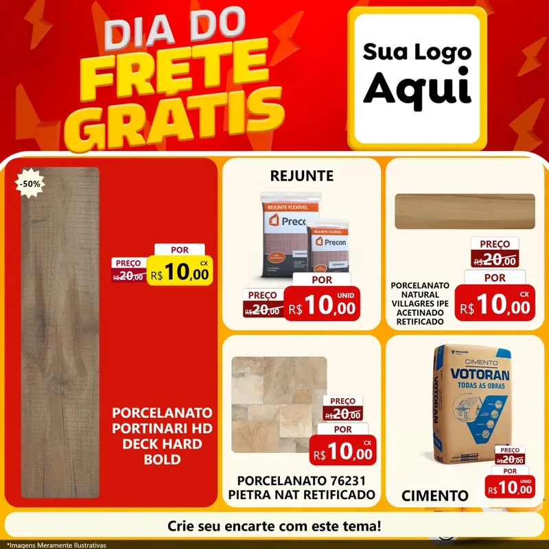 Modelo de Rede Social para Feed Facebook com o tema Dia do Frete Grátis para Pisos e revestimentos