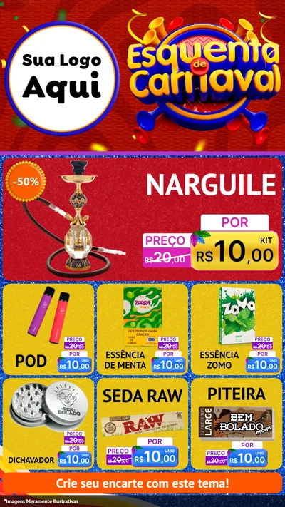 Modelo de Rede Social para Stories com o tema Esquenta de Carnaval para Tabacaria