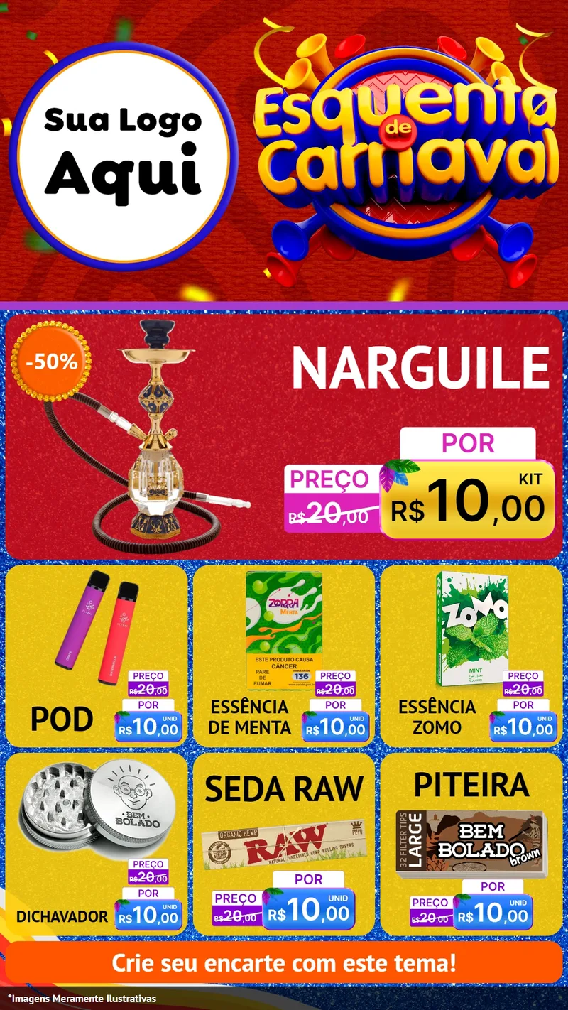 Modelo de Rede Social para Stories com o tema Esquenta de Carnaval para Tabacaria