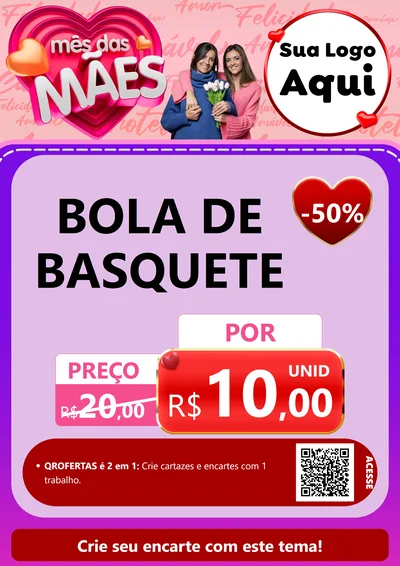 Modelo de Cartaz para Cartaz A4 Vertical com o tema Mês Das Mães para Artigos Esportivos