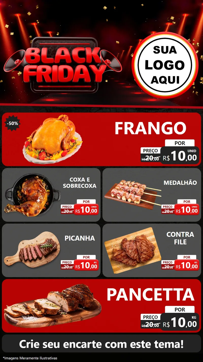 Modelo de TV para TV Vertical com o tema Black Friday para Assados