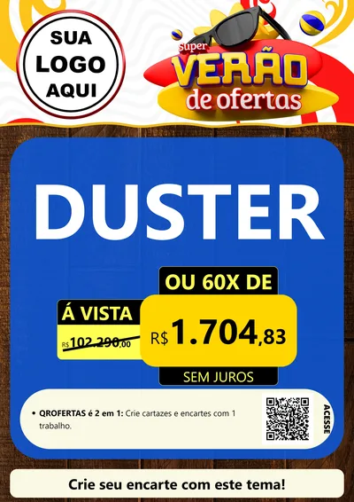 Modelo de Cartaz para Cartaz A4 Vertical com o tema Super Verão de Ofertas para Concessionaria de Carros