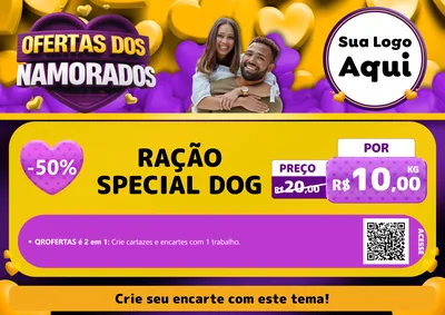 Modelo de Cartaz para Cartaz A4 Horizontal com o tema Oferta Dos Namorados para Pet Shop