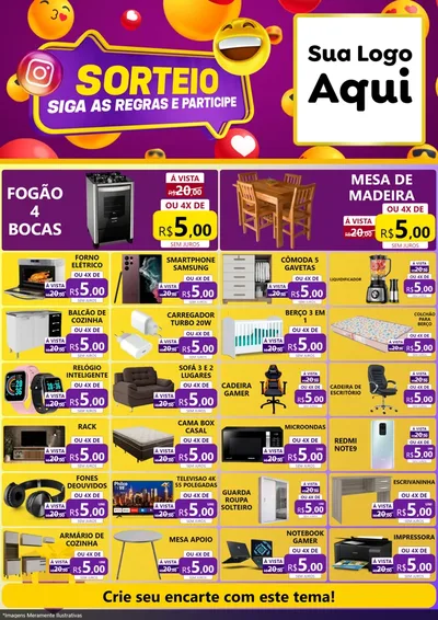 Modelo de Encarte para Encarte A4 Vertical com o tema Sorteio para Móveis e Eletro