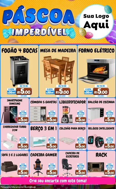 Modelo de Encarte para Encarte Grande com o tema Páscoa Imperdível para Móveis e Eletro