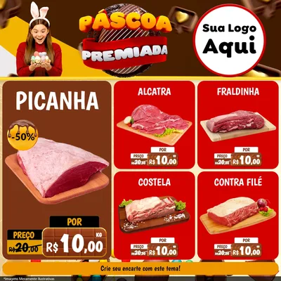 Modelo de Rede Social para Feed Facebook com o tema Páscoa Premiada para Açougue