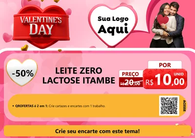 Modelo de Cartaz para Cartaz A4 Horizontal com o tema Valentine's Day para Frios e Laticínios