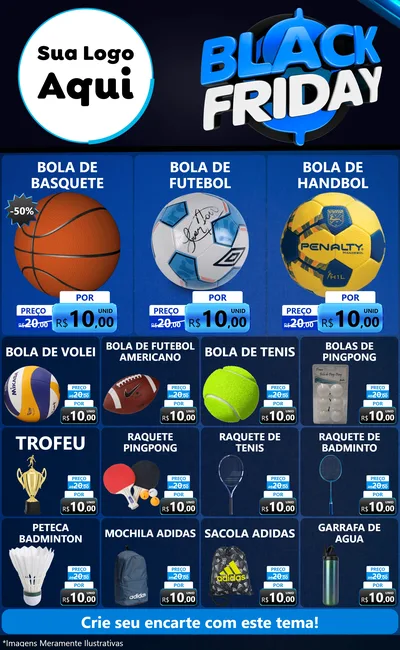 Modelo de Encarte para Encarte Grande com o tema Black Friday para Artigos Esportivos