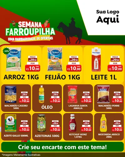 Modelo de Rede Social para Feed Instagram com o tema Semana Farroupilha - Uma Barbaridade de Ofertas para Supermercado