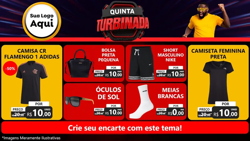 Modelo de TV para TV Horizontal com o tema Quinta Turbinada para Roupas e acessórios