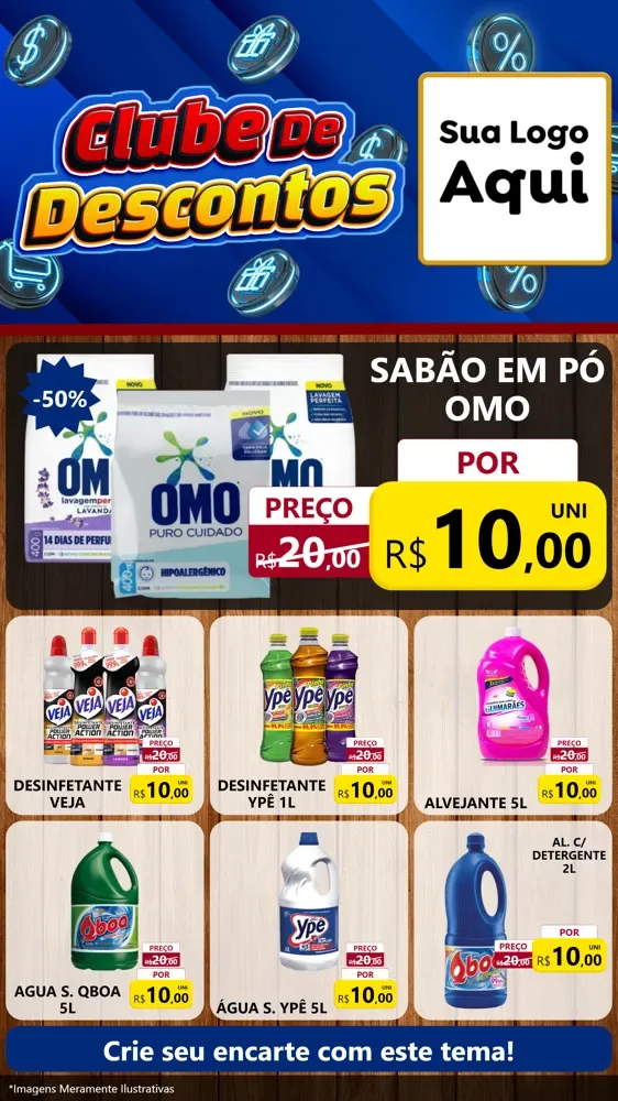 Modelo de Rede Social para Stories com o tema Clube de Descontos para Produtos de Limpeza