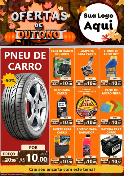 Modelo de Encarte para Encarte A4 Vertical com o tema Ofertas de Outono para Auto peças