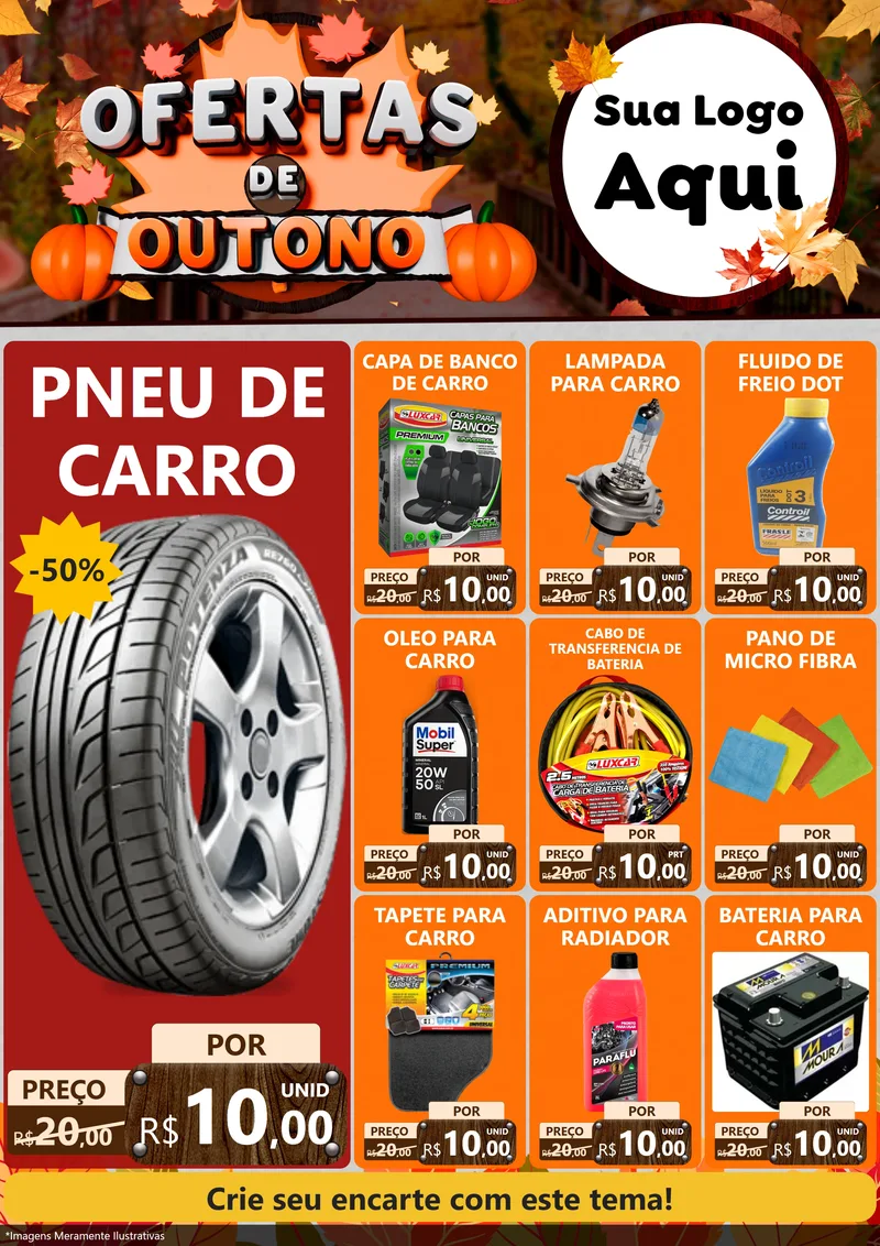 Modelo de Encarte para Encarte A4 Vertical com o tema Ofertas de Outono para Auto peças