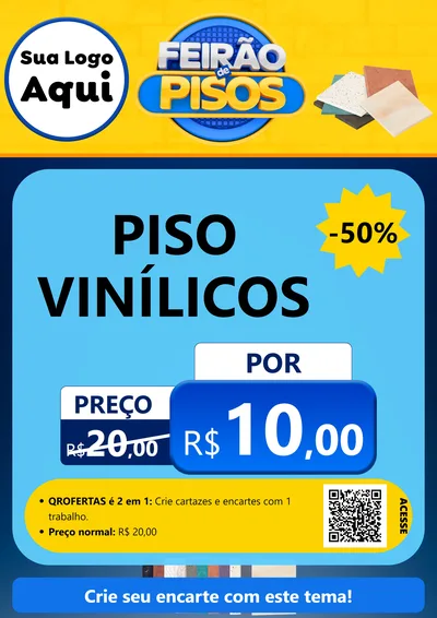 Modelo de Cartaz para Cartaz A4 Vertical com o tema Feirão de Pisos para Material para Construção