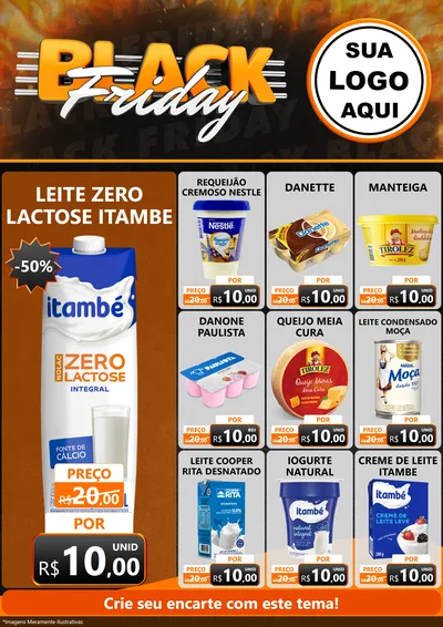 Modelo de Encarte para Encarte A4 Vertical com o tema Black Friday para Frios e Laticínios