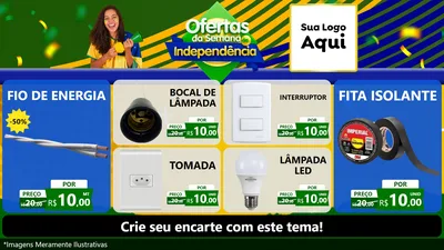 Modelo de TV para TV Horizontal com o tema Ofertas da Semana da Independência para Materiais Elétricos