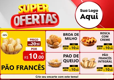 Modelo de Encarte para Encarte A4 Horizontal com o tema Super Ofertas para Padaria