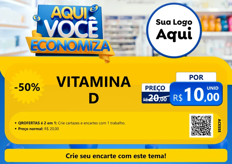 Modelo de Cartaz para Cartaz A4 Horizontal com o tema Aqui Você Economiza para Farmácia