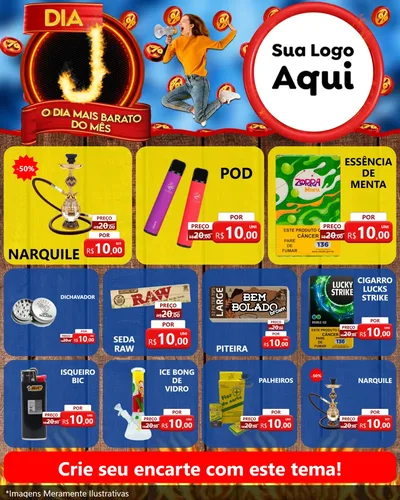 Modelo de Rede Social para Feed Instagram com o tema Dia J - O Dia Mais Barato Do Mês para Tabacaria