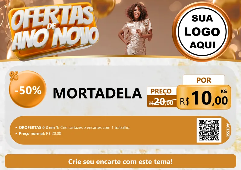 Modelo de Cartaz para Cartaz A4 Horizontal com o tema Ofertas de Ano Novo para Frios e Laticínios