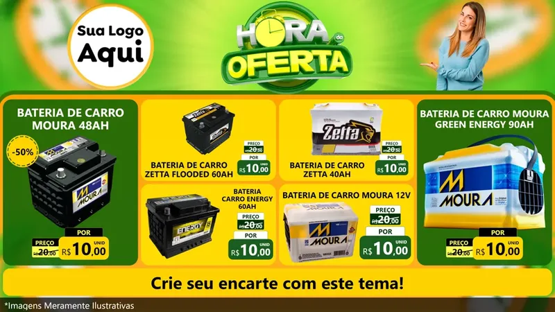 Modelo de TV para TV Horizontal com o tema Hora da Oferta para Baterias Elétricas