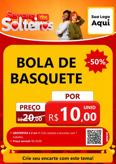 Modelo de Cartaz para Cartaz A4 Vertical com o tema Semana dos Solteiros para Artigos Esportivos