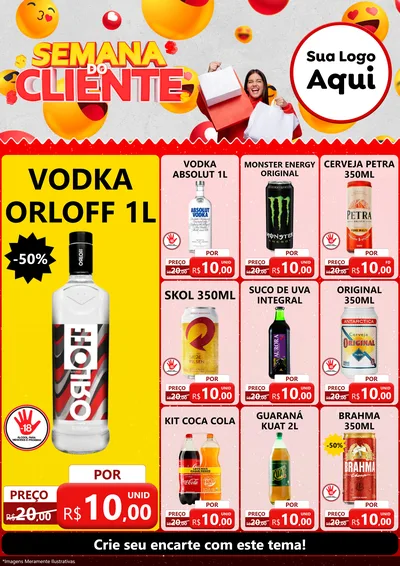 Modelo de Encarte para Encarte A4 Vertical com o tema Semana do Cliente para Distribuidora de bebidas
