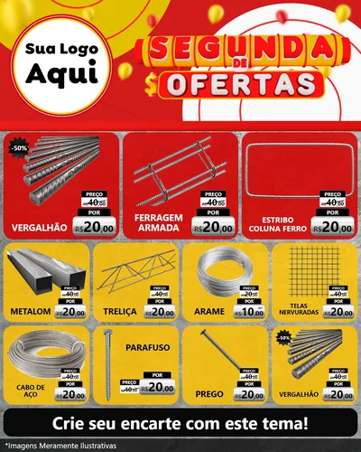 Modelo de Rede Social para Feed Instagram com o tema Segunda de Ofertas para Ferragens