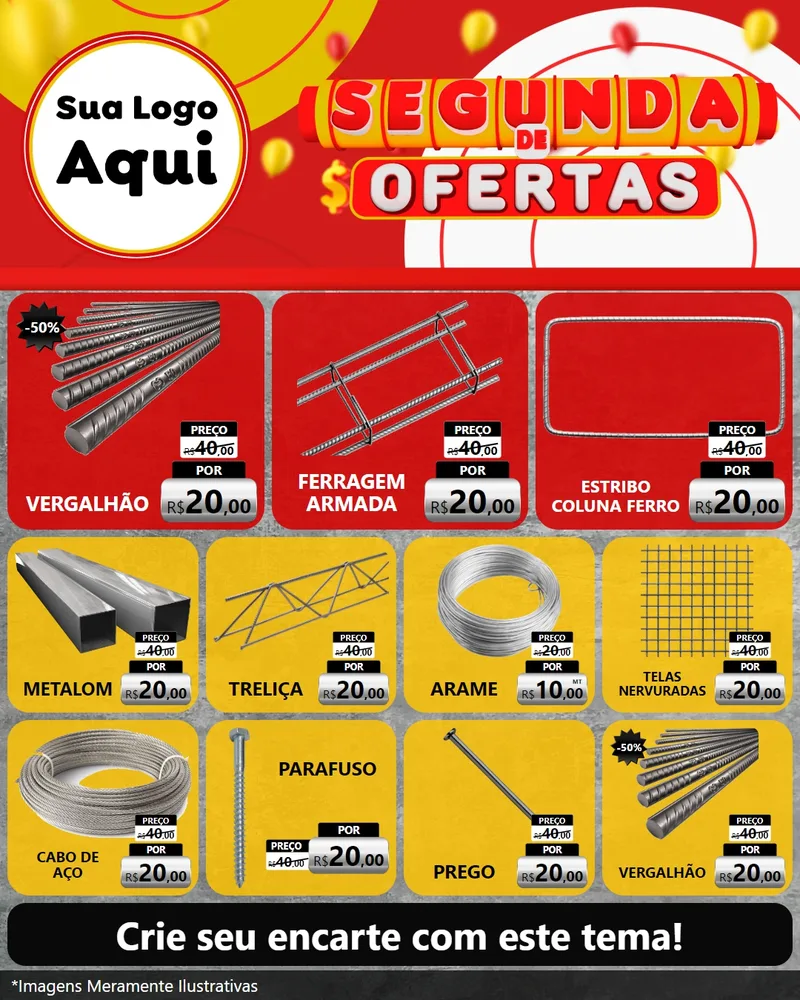 Modelo de Rede Social para Feed Instagram com o tema Segunda de Ofertas para Ferragens