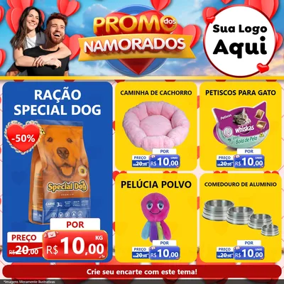 Modelo de Rede Social para Feed Facebook com o tema Promo dos Namorados para Pet Shop