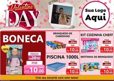 Modelo de Encarte para Encarte A4 Horizontal com o tema Valentine's Day para Brinquedos