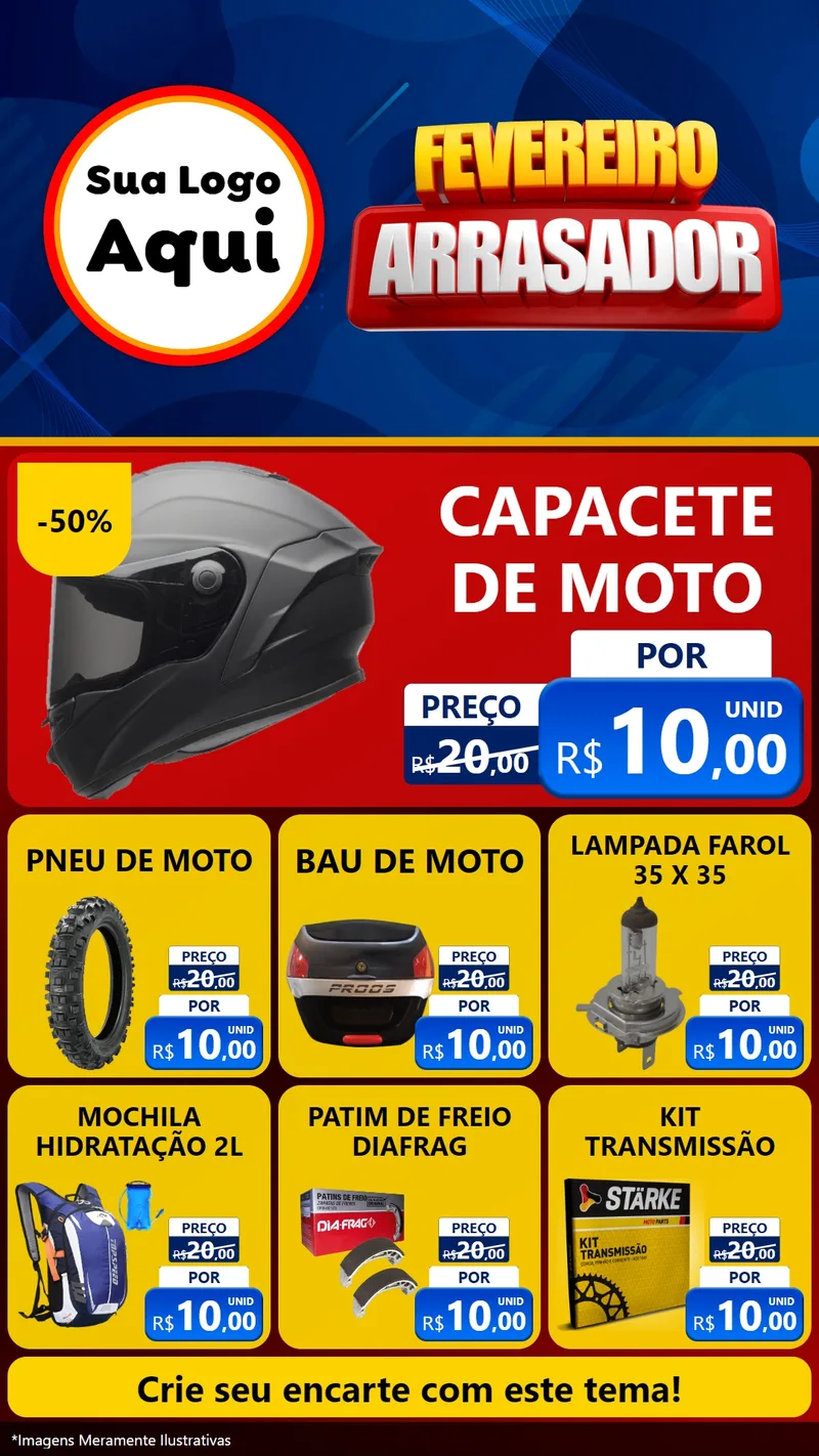 Modelo de Rede Social para Stories com o tema Fevereiro Arrasador para Moto peças