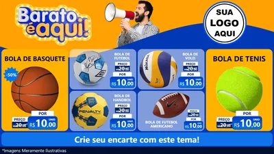 Modelo de TV para TV Horizontal com o tema Barato é aqui para Artigos Esportivos