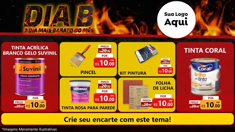 Modelo de TV para TV Horizontal com o tema Dia B para Tintas e Ferramentas