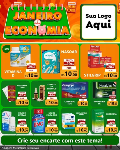 Modelo de Rede Social para Feed Instagram com o tema Janeiro da Economia para Farmácia