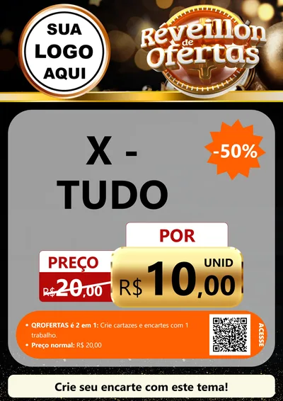 Modelo de Cartaz para Cartaz A4 Vertical com o tema Réveillon de Ofertas para Hamburgueria