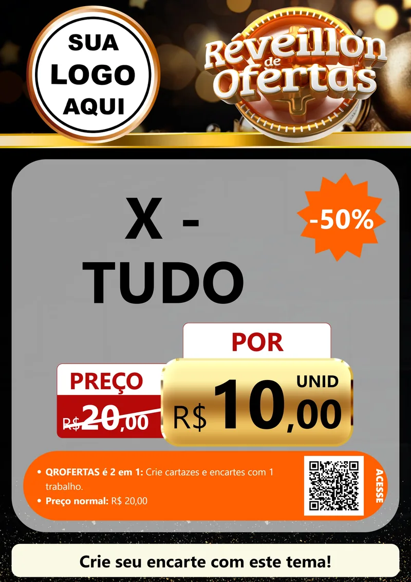 Modelo de Cartaz para Cartaz A4 Vertical com o tema Réveillon de Ofertas para Hamburgueria