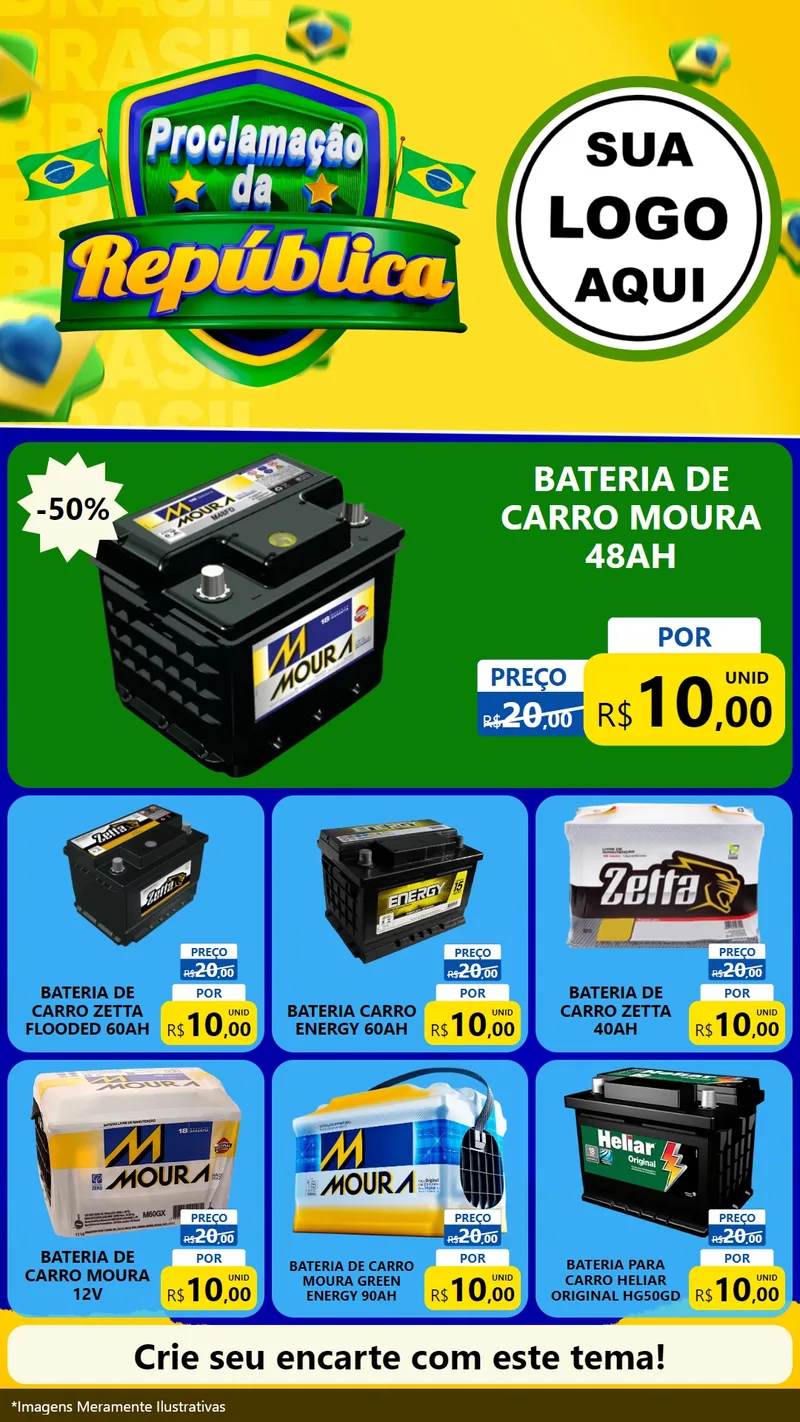 Modelo de Rede Social para Stories com o tema Proclamação da República para Baterias Elétricas